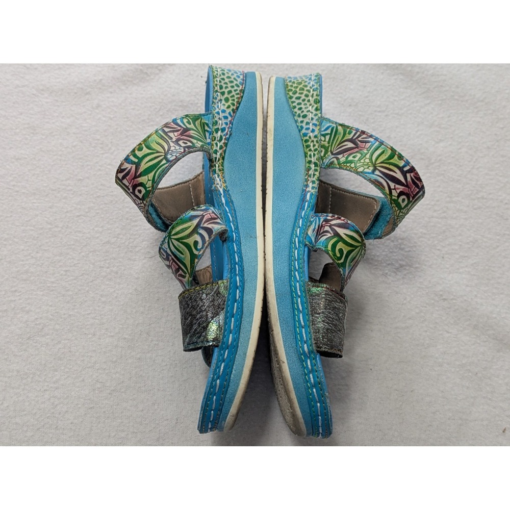 L' ARTISTE By Spring Step Sz 39 US 8.5 Caiman Blue Leather Slide Sandals Boho - Picture 7 of 9
